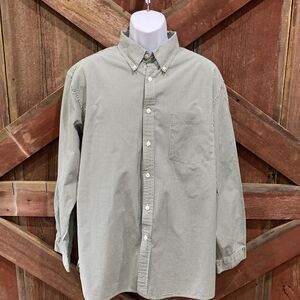 GAP Men Button Down Shirt XL Green Gingham Two-Ply Poplin Office Casual Career